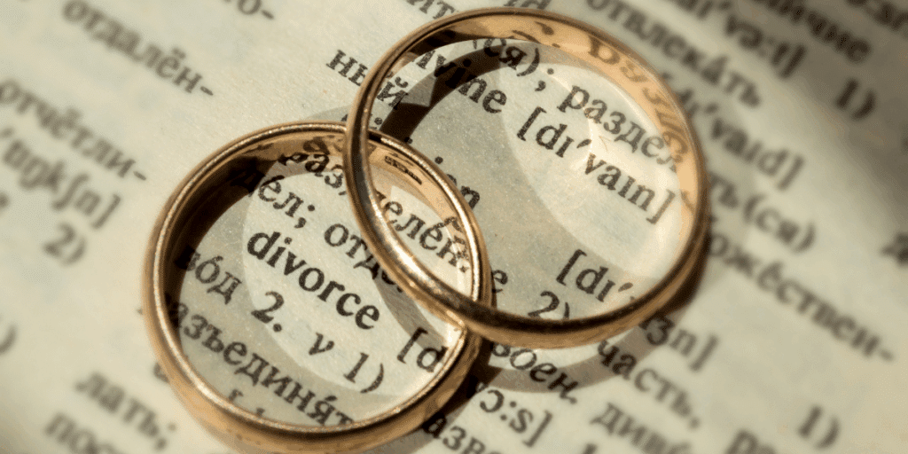 Two marriage rings representing divorce